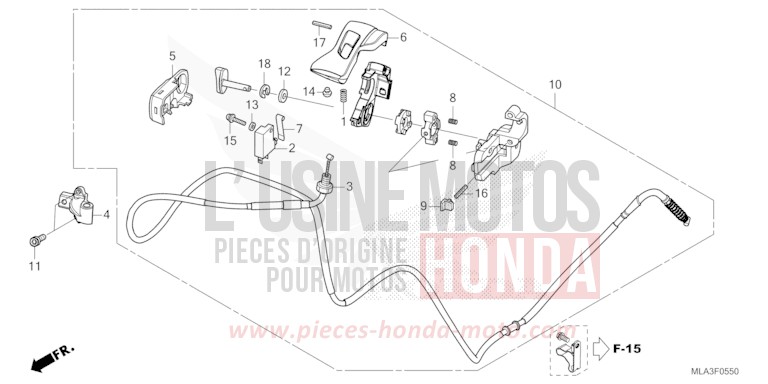 PARKING BRAKE LEVER for CMX 1100 "Rebel" IRIDIUM GRAY METALLIC (NHC65) from 2023
